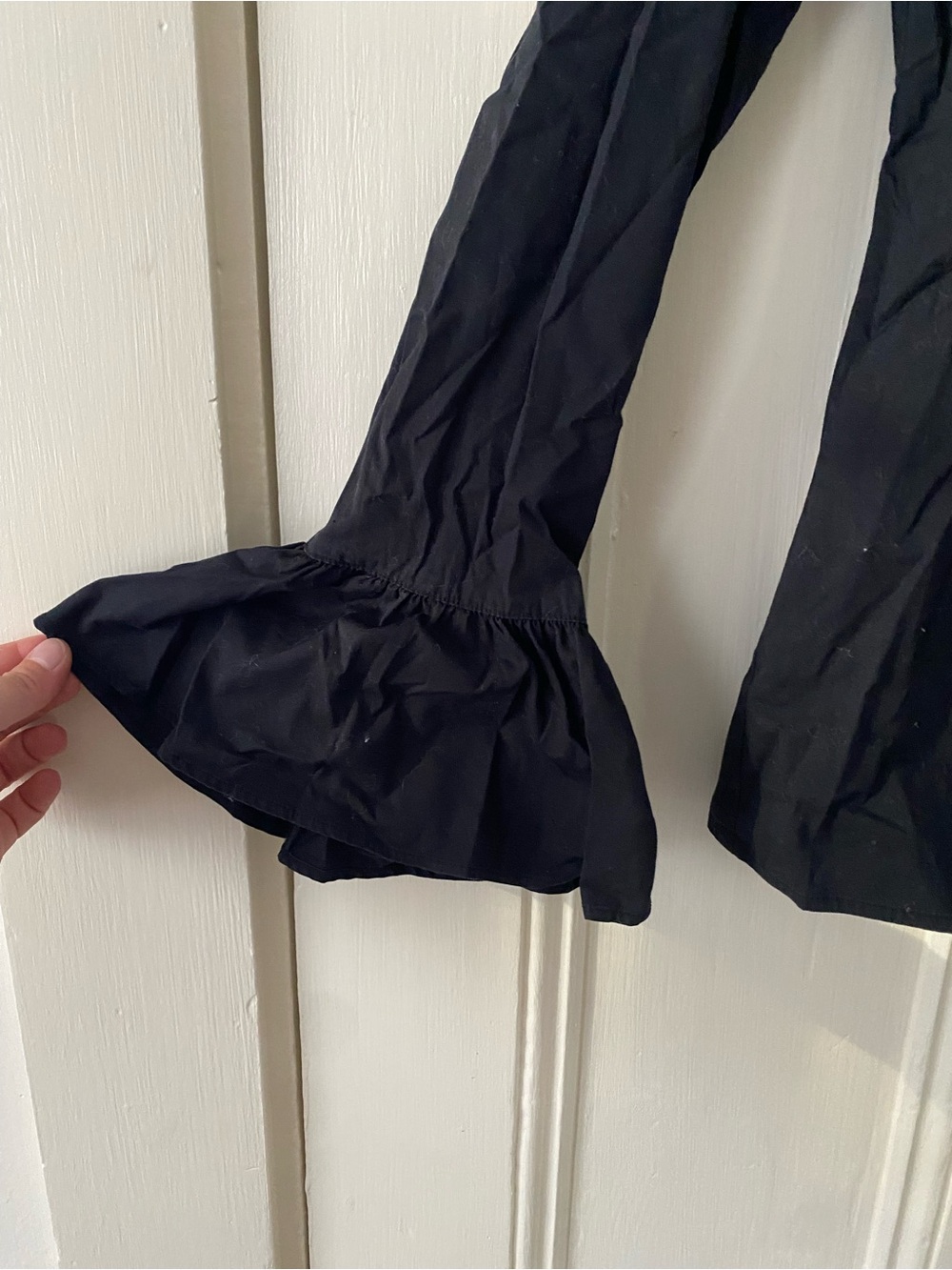 Button-Front Shirt with Ruffled Three-Quarter Sleeves - Picture 5 of 6